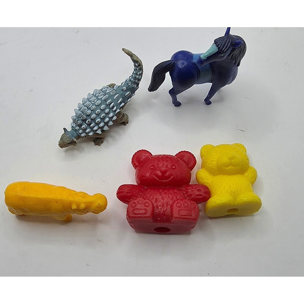 Vintage Yowie Dinosaur Ankylosaurus Horse Hippo Bear Pencil Topper Figure Lot5pc